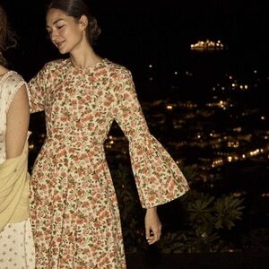 Doen Floral Dress in Cream and Red